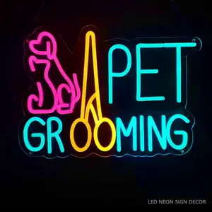[PET Grooming] LED Dimmable Neon Signs Decorative, Business Signage, for Home, Shop, Pet Club, Party,Room Wall/Desk Sign Decor, Pet lover GiftS