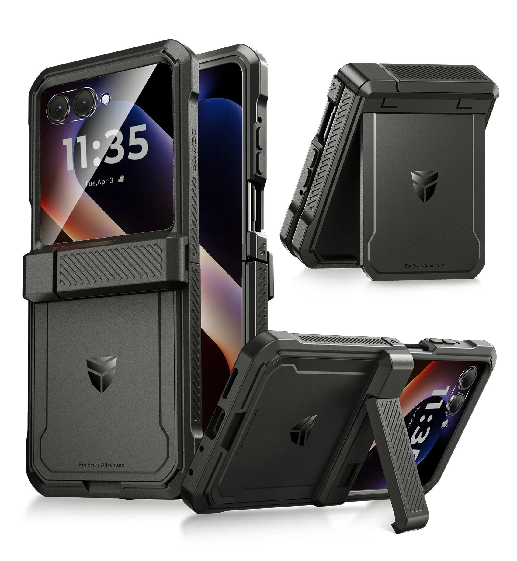 Dexnor Sturdy Protective Smartphone Case for Motorola Moto Razr 2026/2025/2024, 6.9in, Built-in Dual Adjustable Stands & Hinge Protection, Heavy Duty Full-Body Rugged Shockproof Cover with Screen Protector (Mobile Phone Accessory), Accessories