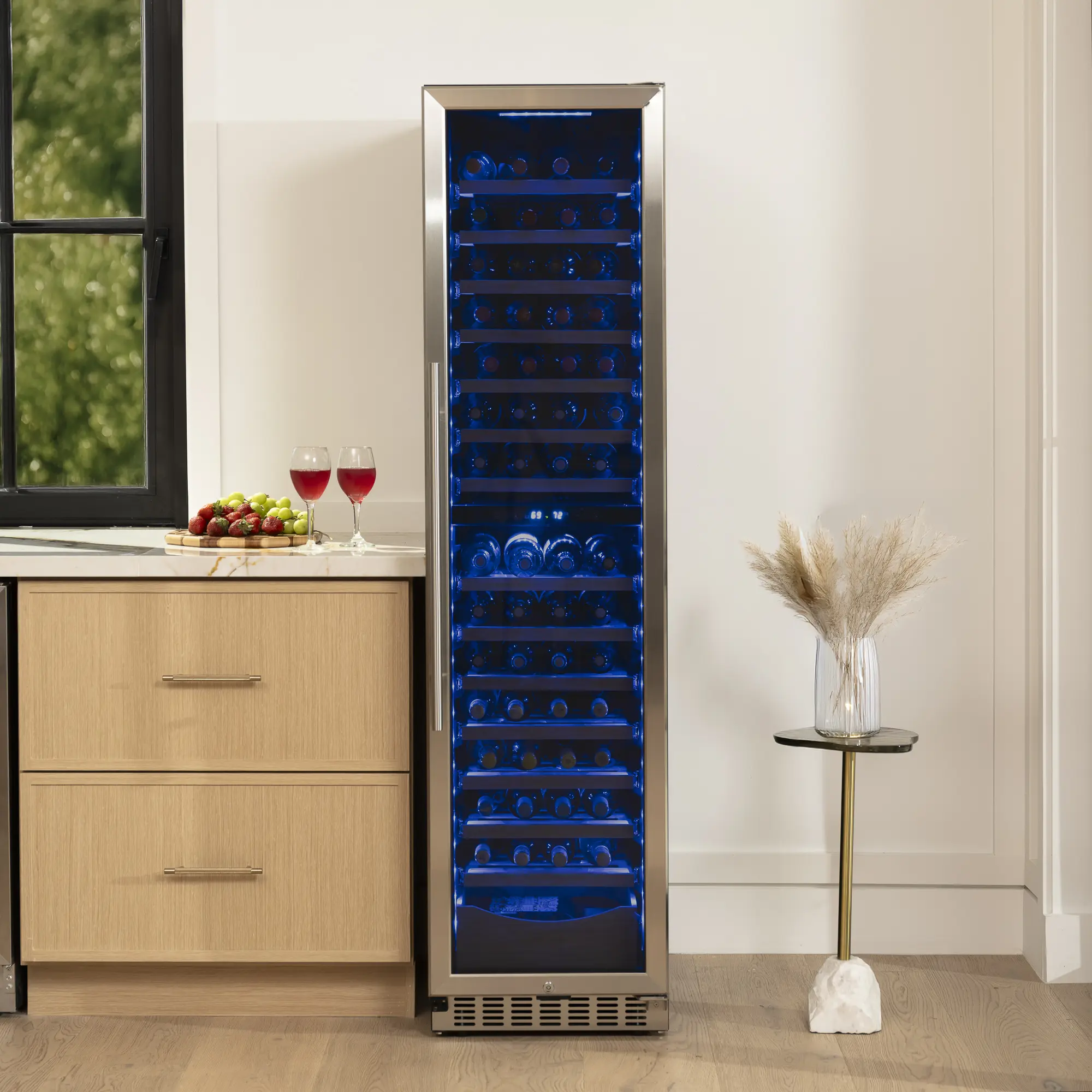 Antarctic Star 385L Dual Zone Wine Cellar Refrigerator - 111-Bottle Built-in/Freestanding Beverage Cooler, Glass Door, LED Light, Digital Temp Control, Stainless Steel, Silent, Secure, 15 Adjustable Shelves
