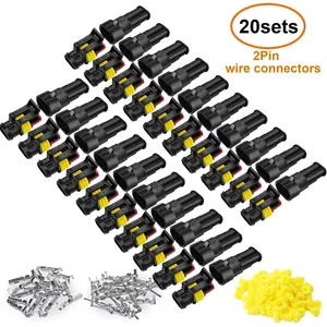 20 Kits 2 Pin Connector Automotive Electrical Connectors 2 Wire Connectors Waterproof Connector Quick Disconnect and Connect 22-16 AWG - Home Improvement.