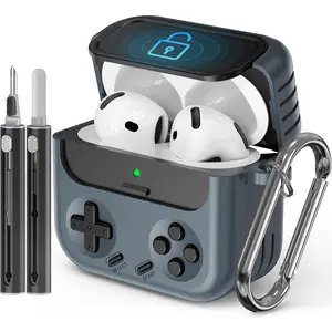 With Locking Case for Airpods 4 Case with Cleaner Kit,Compatible with Airpods 4 with Active Noise Cancellation Case,Classic Cool Funny Game Console Airpod 4 Case Cover for Men Boy