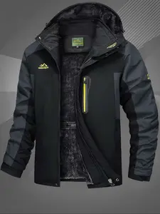 Men's Winter Ski Jacket, Warm Plush Lined Waterproof Windproof Hooded Outdoor Casual Thick Coat, Ideal for Hiking Running Camping Fishing, Waterproof Windproof Outerwear, Outdoor Sportswear
