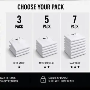 3 pack White Tee Shirt Bundle