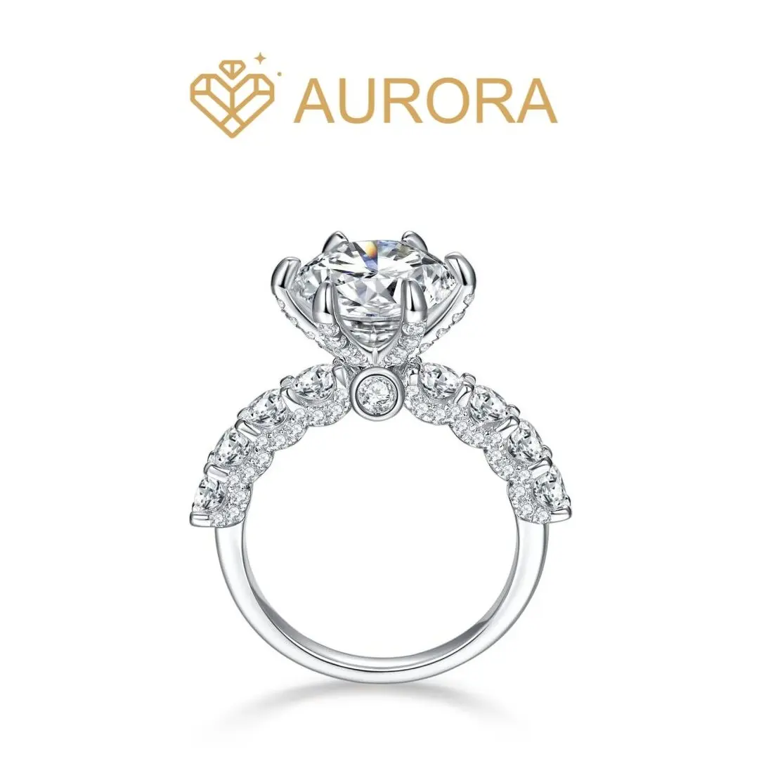 【#144 Amor Plum Blossom】Full Moissanite rings with 925 Sterling Silver Anniversary Auspicious Wedding Engagement Jewelry Synthetic Moissanite
