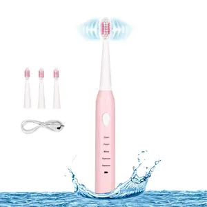 Sonic Electric Toothbrush, 4 Free Replacement Heads Included as Gifts Ideal for Adult Children and Couples Use USB Fast Charging Waterproof Toothbrush,Model: ET201 (Pink)