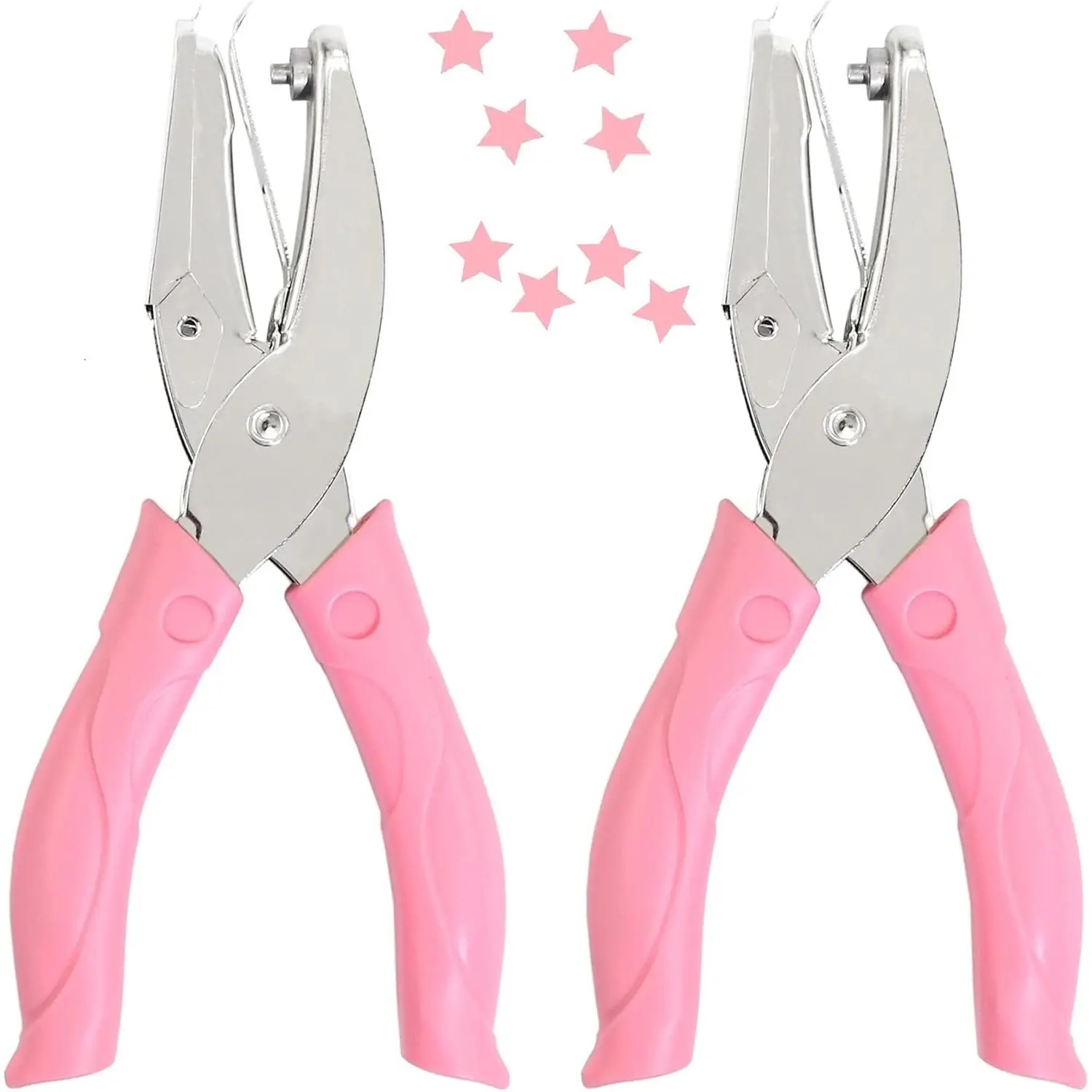Jeemiter 2 Pack 1/4 Inch  Shaped Metal Single Handheld Hole Paper Punch Punchers with Soft-Handled for Tags Clothing Ticket