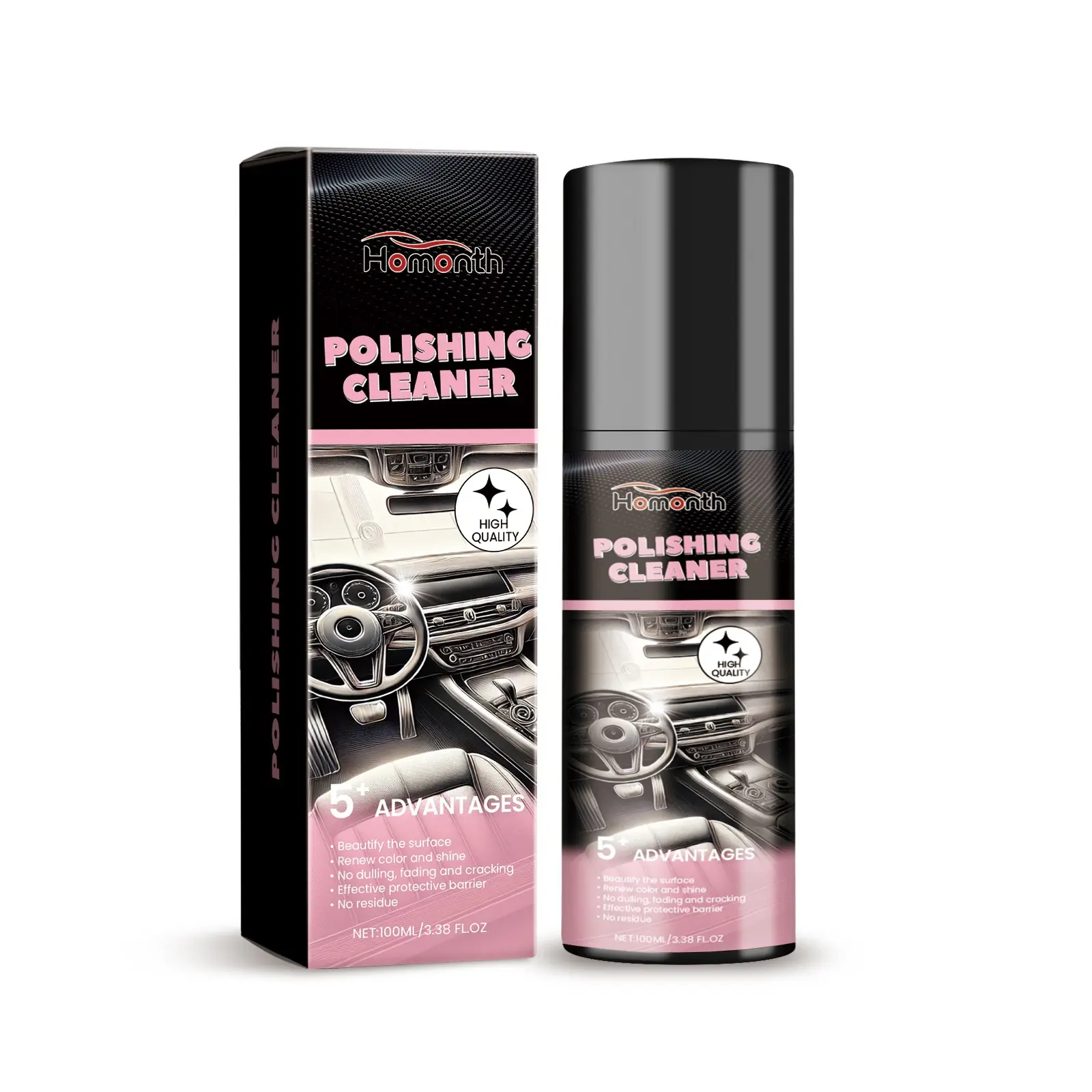 Car Interior Polish Agent, Refreshes and Cleans, Maintains and Protects, Glossy Finish, Anti-Dirty, Car Care Essential, High Quality Polish, Polishing Agent
