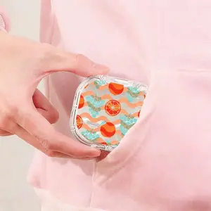 Orange & Grape Print Retainer Case, Cute Citrus Pattern Orthodontic Storage Box, Portable Dustproof Case for Invisible Aligners and Mouth Guards