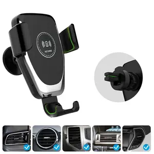Borz 15W Auto-Clamping Wireless Fast Charging Car Mount Phone Holder Compatible with iPhone & Samsung Models