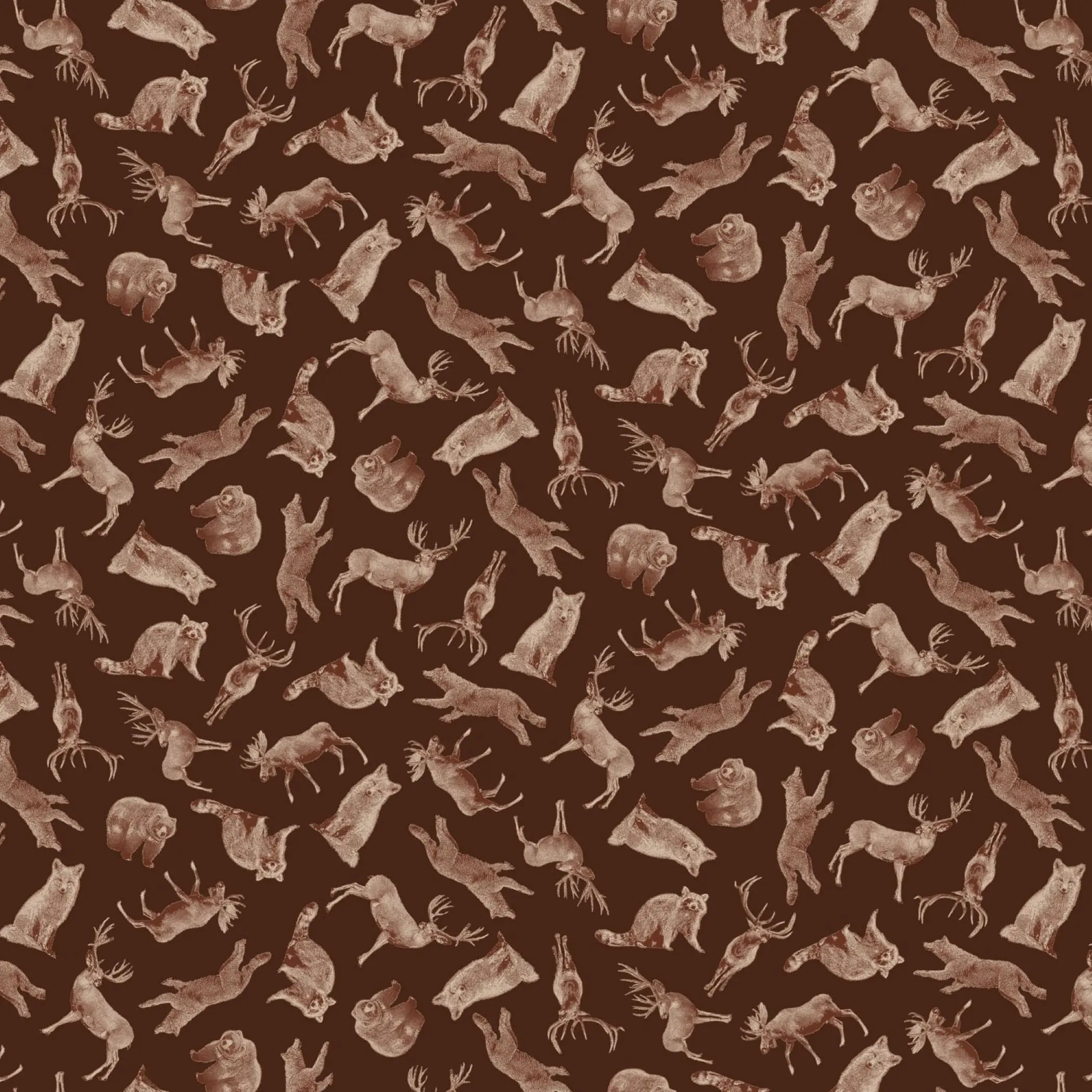 Henry Glass Majestic Mountainside Tossed Animals Quilting Cotton Fabric – Rustic Woodland Wildlife Fabric