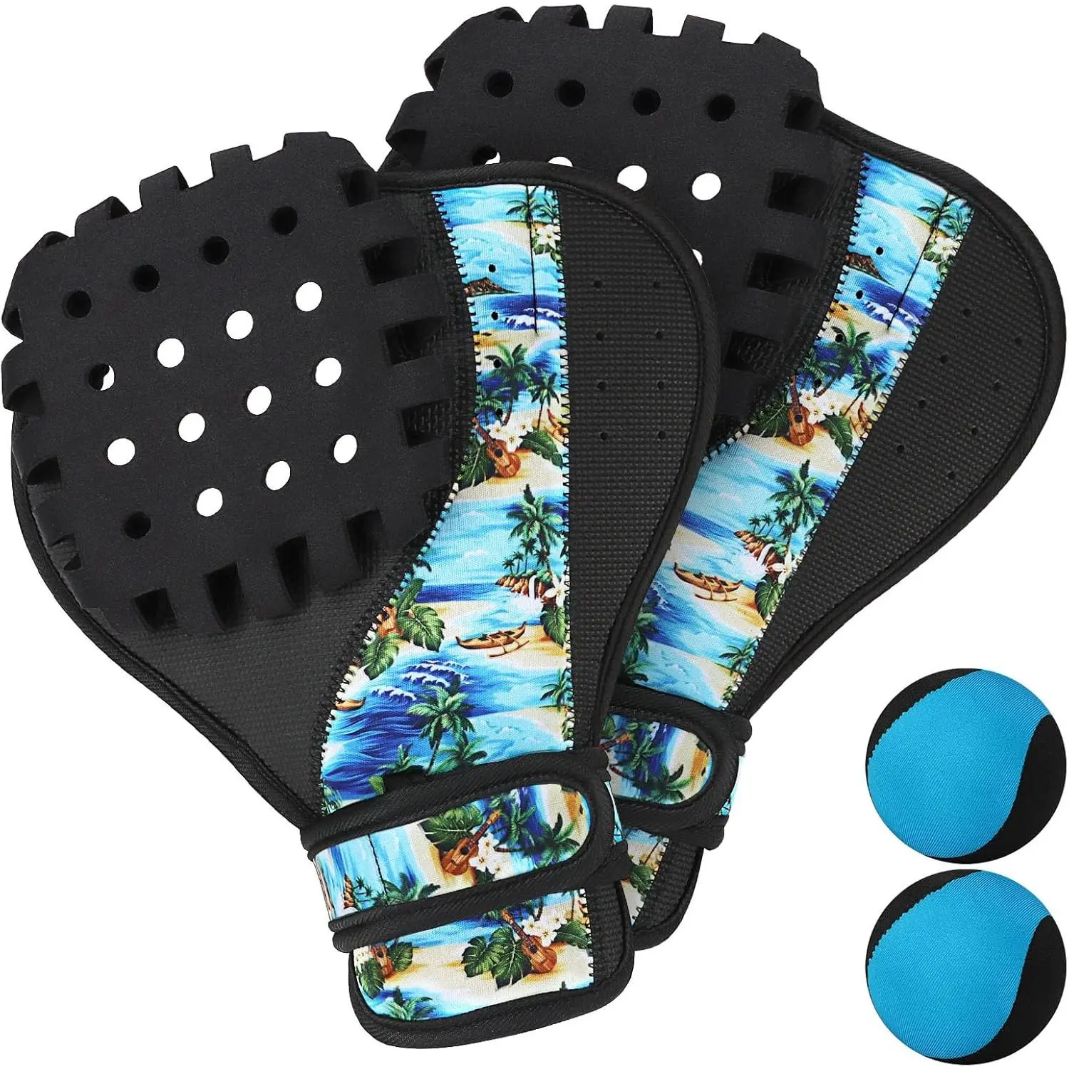 Water Baseball Glove & Ball Set, 2 Water Skip Balls with Neoprene Catch Mitts, Ambidextrous, Adjustable Wrist Strap & Drain Hole, Ideal Summer Water Games for Pool Beach Lake