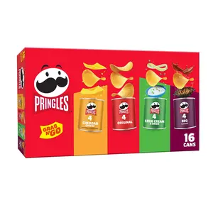 Pringles Potato Crisps Chips, Lunch Snacks, Office and Kids Snacks, Grab N' Go, Variety Pack (16 Cans) Crispy Crunchy