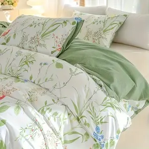 Plant Pattern Bedding Set, 1 Count Quilt Cover & 2 Counts Pillowcase without Filler, Soft Comfortable Bedding Set for Home Bedroom Hotel Dormitory, Decorative Duvet Cover, Duvet Cover Set
