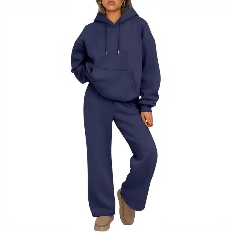 Women's 2-Piece Sets, Oversized Hoodie Sweatshirt & Baggy Pockets Sweatpants, Adjustable Cute Athleisure Sports Sweat Suit for Fall Lounge Wear, Sweatshirts For Women