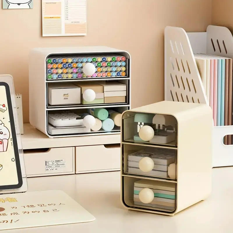 Desktop Drawer Storage Box, Three-Layer Transparent Thick Plastic Multi-Functional Organizer, Cosmetic & Office Supplies Holder, Stationery Storage Organizer, Desk Organizer Tidy, Office Accessories, Work Organizer
