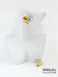 Gold & Silver Heart Stud Earrings