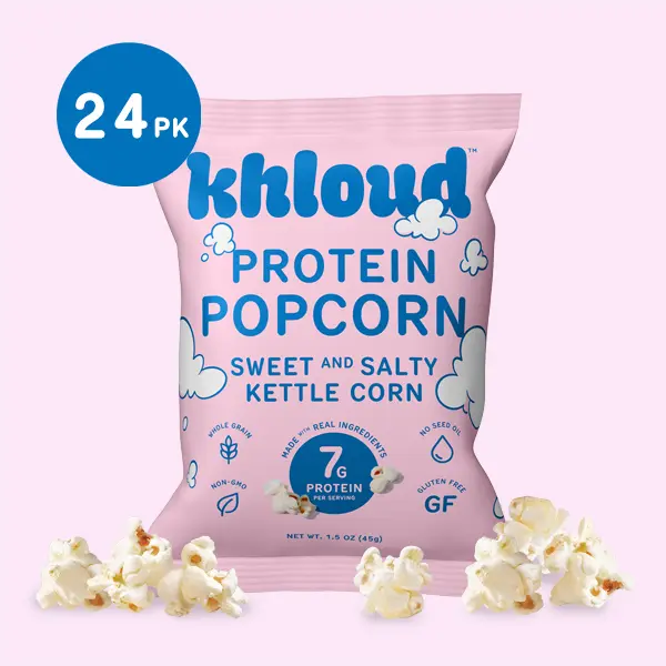Sweet & Salty Kettle Corn Snack Size Khloud Protein Popcorn by Khloe Kardashian | 7g of Protein Per Serving | No Seed Oils | Gluten-Free | Available in 24pk