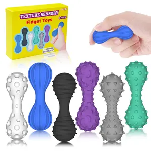 6 Pack Textured Sensory Toys, Soft Squishy Silicone, Adult Fidget Finger Weights, Autism Adhd Calming, Small Stress Relief, Quiet Fidgets for Office Classroom Travel