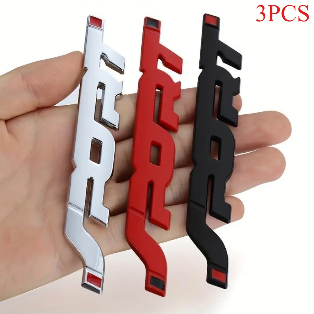 3-Piece Metal 3D Car Body & Fender Badges Car Accessories - TikTok Shop Black Friday Deal, Glossy Black with Red Accents, Sporty Style, Aerodynamic Curved Design, Scratch-Resistant Adhesive Backing, Fit for SUVs, Trucks, Accessories For Car