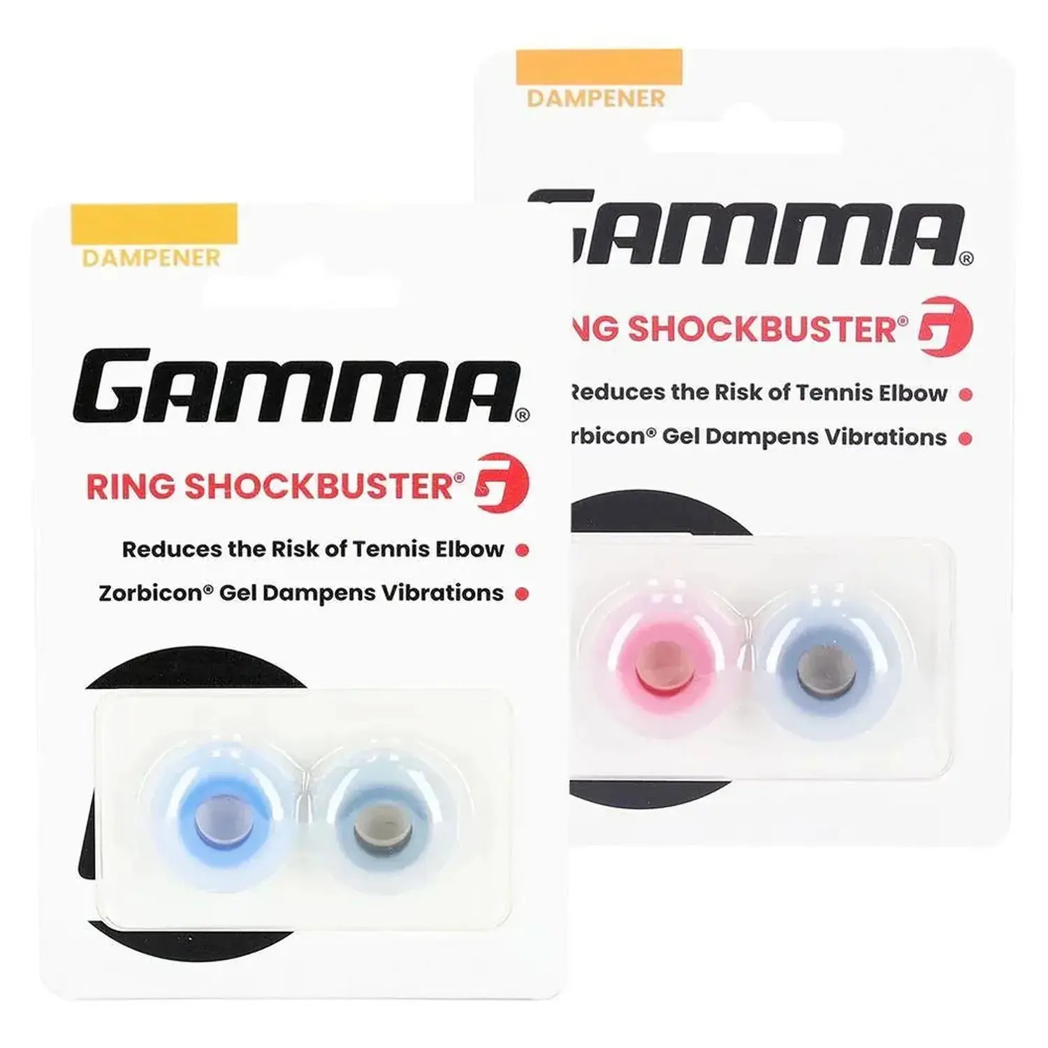 Ring Style Tennis Dampeners - Shockbuster Vibration Absorbers for Sports Rackets, Reduces String Vibration & Impact Shock, 2-Pack