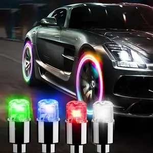 4 Pcs Car Dual Sensor Valve Cap Bike Headlight, Rechargeable Rotating Bike Light, Easy Installation, Multi-Color LED, Decorative Flashing Light, Wheel Lights, Led Lights For Car