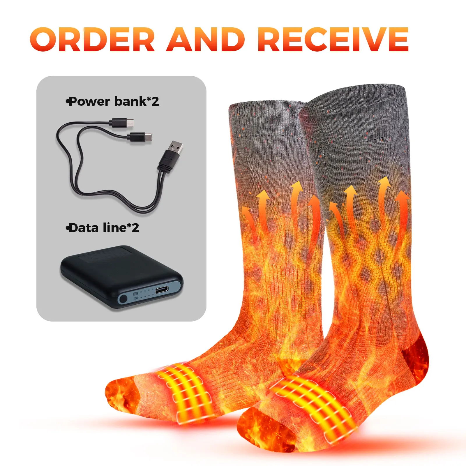 Rrtizan Heated Socks for Adults with 2 x 5000mAh Batteries Up to 149°F Winter Warmth Ideal for Skiing Hiking & Hunting Tech Insulation Sports Gifts