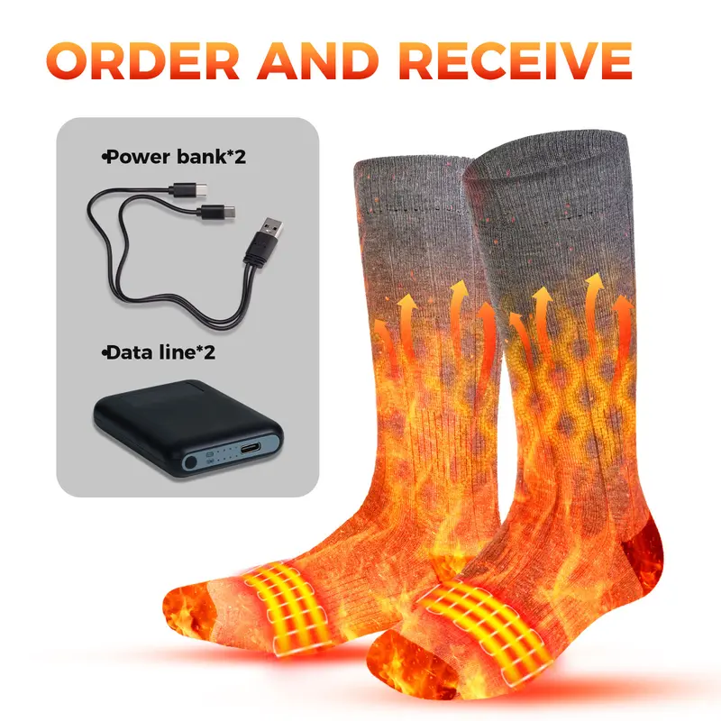 Rrtizan Heated Socks for Adults with 2 x 5000mAh Batteries Up to 149°F Winter Warmth Ideal for Skiing Hiking & Hunting Tech Insulation Sports Gifts