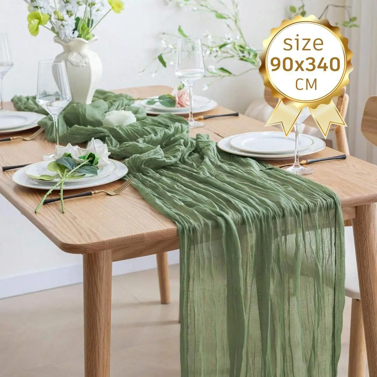 6 Pack 35x133 Inch Cheesecloth Table Runner Table Setting Table Cover for Vintage Country Rustic Wedding Baby Shower Bridal Shower Home Boho Decorations Tablecloth Soft Breathable Long Lasting
