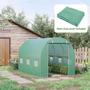 Greenhouse Replacement Cover With 6 Inch Extended Edges Bury In Soil For Waterproof Seal 85 Percent Light Transmission Green PE Cover Only Fits