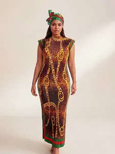 Women's Chain Print Long Robe Set, Casual Slim Fit Shawl & Scarf, Beach Sun Protection Silk Wrap, All Seasons Fashion