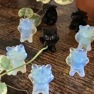 Mini Toothless Crystal Carving Obsidian Crystal Opalite Crystal Carvings Fluorite Crystal Carvings