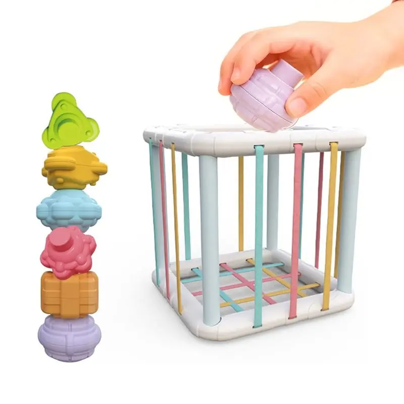 7pcs Rainbow Stacking Blocks Toy for Tactile Exploration, Tower Stack Game Interactive Learning Toy for Developing Focus, Color & Shape Recognition, Fine Motor Skills, Sensory Playset