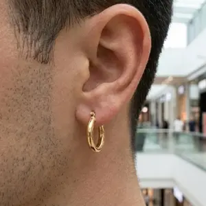 14K Gold Filled Anti-Tarnish 3mm Thick Hoop Earring 20mm Diameter Elegant Luxurious Design for Any Occasion for mens & womans