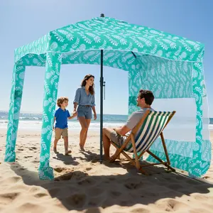 summervibes VEVOR Beach Cabana, 6x 6 ft Beach Canopy with Side Wall, UPF 50+ Protection Easy Setup Cabana Tent with Sand Pockets, Large Portable Shade Sun Shelter, Outdoor Umbrella for Whole Family Friends
