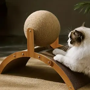 Cat scratching board with hanging ball toy: includes an extra-high scratching post for claw sharpening, an arched bridge design that is both attractive and durable. This wall-mounted design is a must-have for cat lovers. SummerVibes petlovers