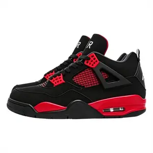 Black Red Retro High Top Basketball Sneakers - Breathable Suede Sports Shoes with Air Cushion, Classic Streetwear Sneakers for Men Women