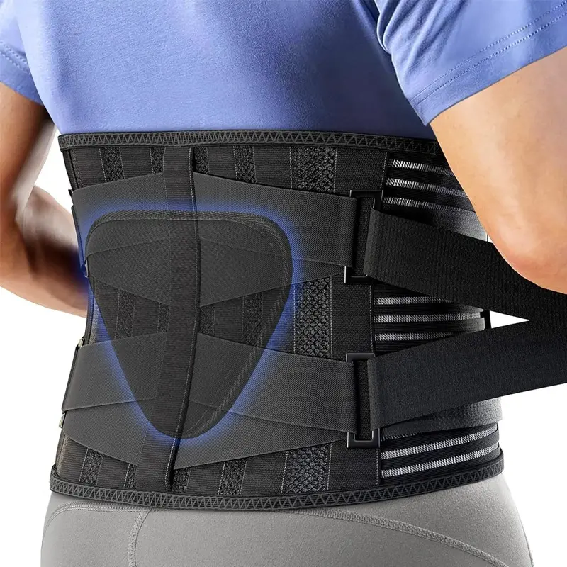 Back Support Belt for Men Women, Adjustable Lumbar Waist Support Brace with Double Compression Straps