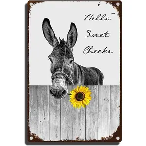 Tin Sign - Funny Donkey Animal Metal Sign - 8x12 inches - Aluminum - Wall Decor