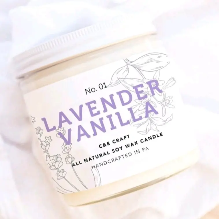 Lavender Vanilla Scented Soy Wax Candles Decor Fragrance Traditional Aroma Lavender Vanilla