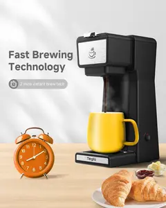 2-in-1 Single Serve Coffee Maker for K-Cup Pods & Ground Coffee - Mini Machine Brews 6-14 oz, One Cup Coffee Brewer with One-Button Fast Brewing and Reusable Filter.