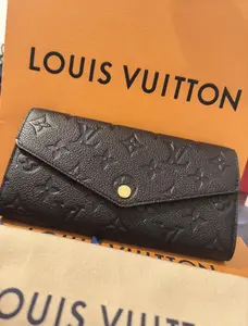 Pre-owned Louis Vuitton Sarah Wallet Monogram Empreinte Leather Black