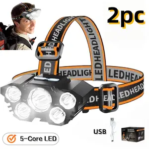 2 Counts Rechargable Headlamp- Led Head Lamp with 4 Modes- Waterproof Head Lights For Forehead Hard Hat Light-Adjustable Head Flashlight For Adults, Bright Coast Headlamp for Outdoor Camping, Hiking, Running