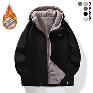 Winter New Men's Thickened Jacket Windproof Hooded Coat Warmth and Durability Outdoor Commuter Jacket with Adjustable Hem Suitable for Cold Weather Daily Wear(Raincoats)