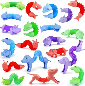 24Pcs Animal Pop Tubes Fidget Toys, Party Favors, Carnival Prizes, Birthday Gifts For Kids, Stress Relief Sensory Toys For Kids, Fidget Toys, Fidgets For Classroom,The Best Gifts For Easter, Christmas, And Halloween