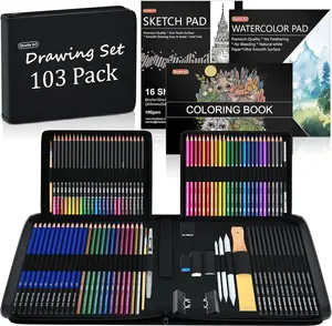 103 PCS Drawing Kit with Sketch, Charcoal, Colored, Graphite, Pastel Pencils & Sticks