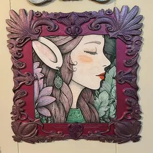 Crimson Winged Muse Statement Frame – Art Nouveau Portrait Frame
