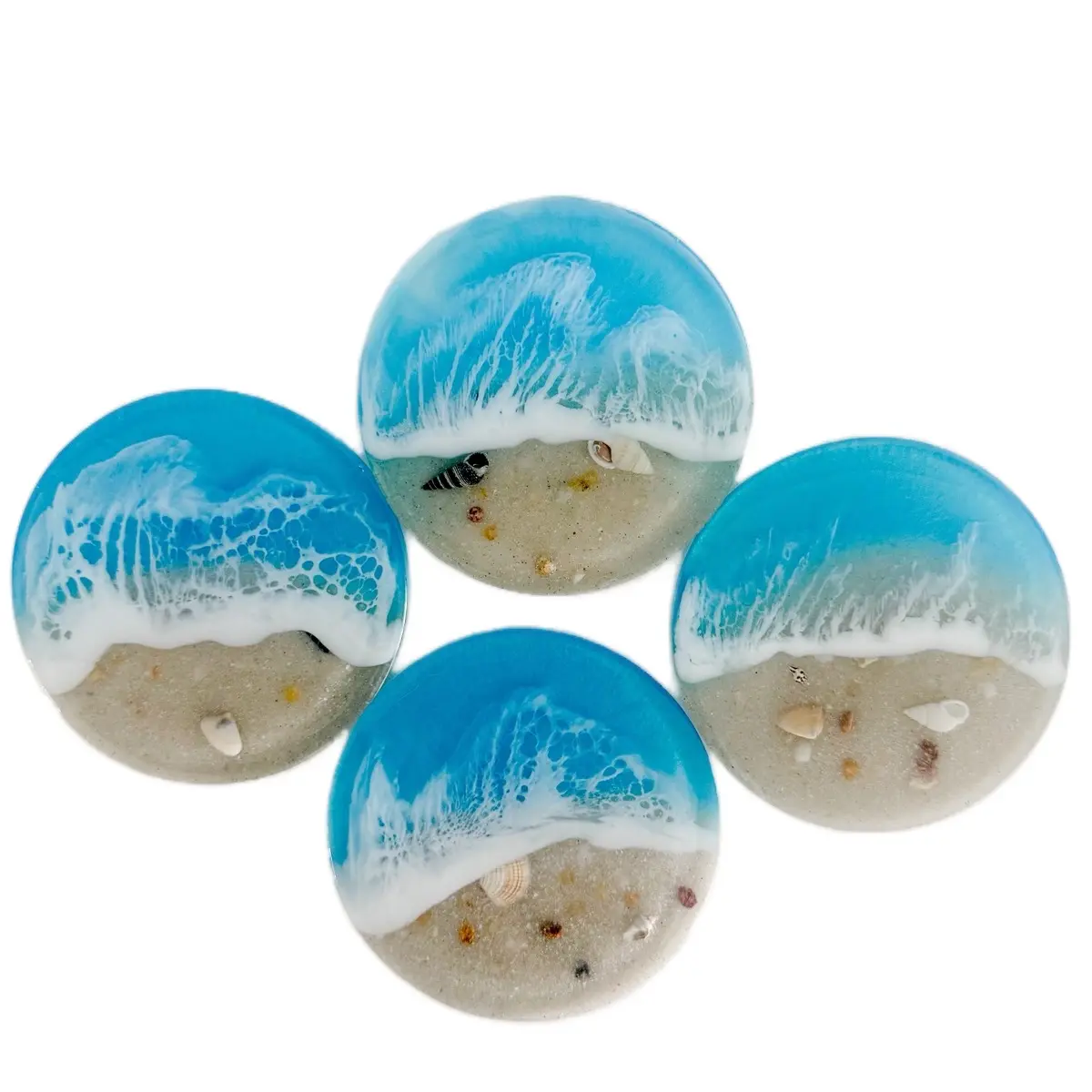 Handmade Ocean Beach Epoxy Resin Coasters (Set of 4)