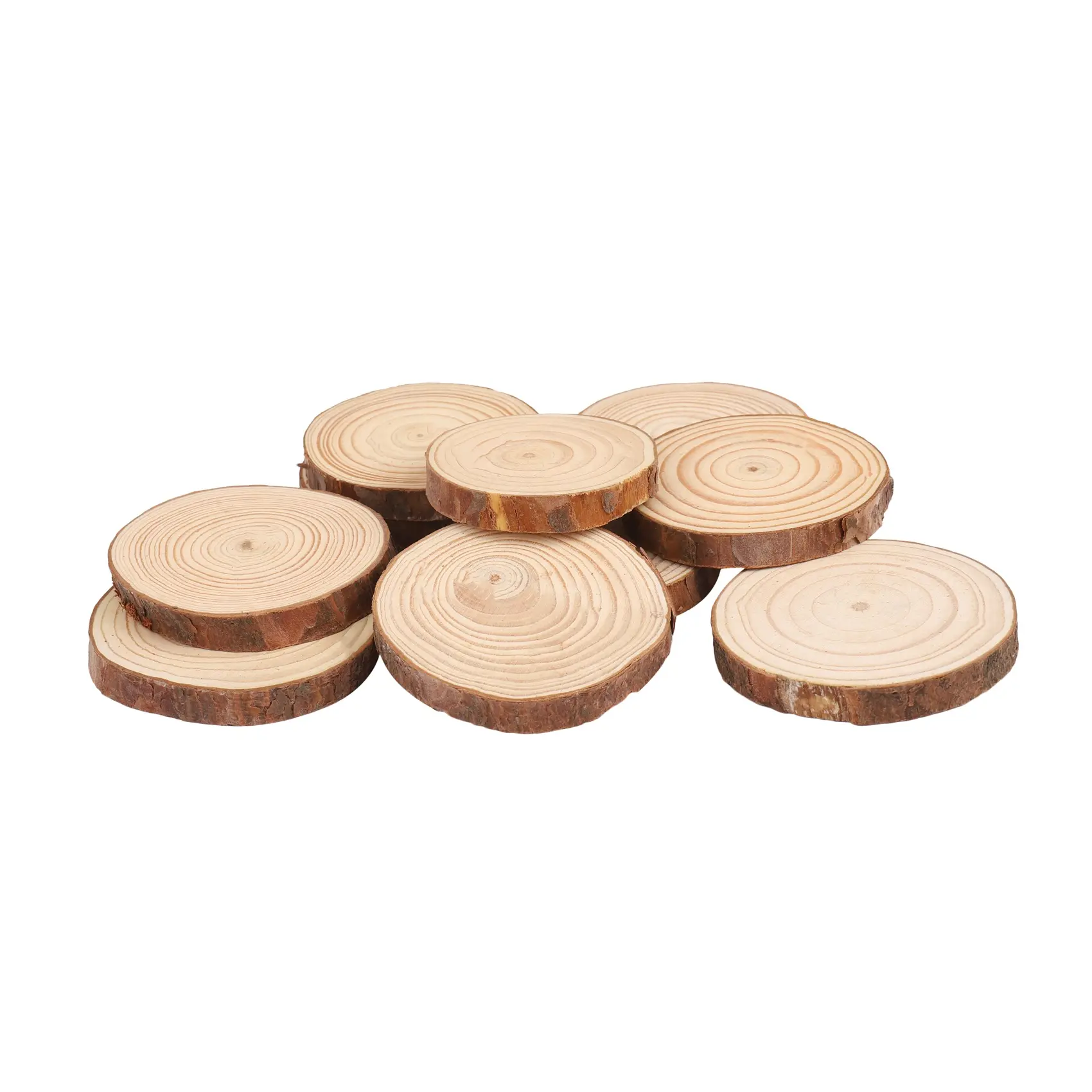10PCS Natural Wooden Bark-Included Tree Round Log Slices, Decor for Wedding Centerpieces, Table Displays