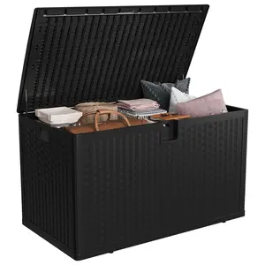 120 Gallon Outdoor Storage Box, Waterproof Lockable Storage Container, Weather Resistant Large Organizer for Patio Cushions, Garden Tools, Pool Accessories and Outdoor Furniture