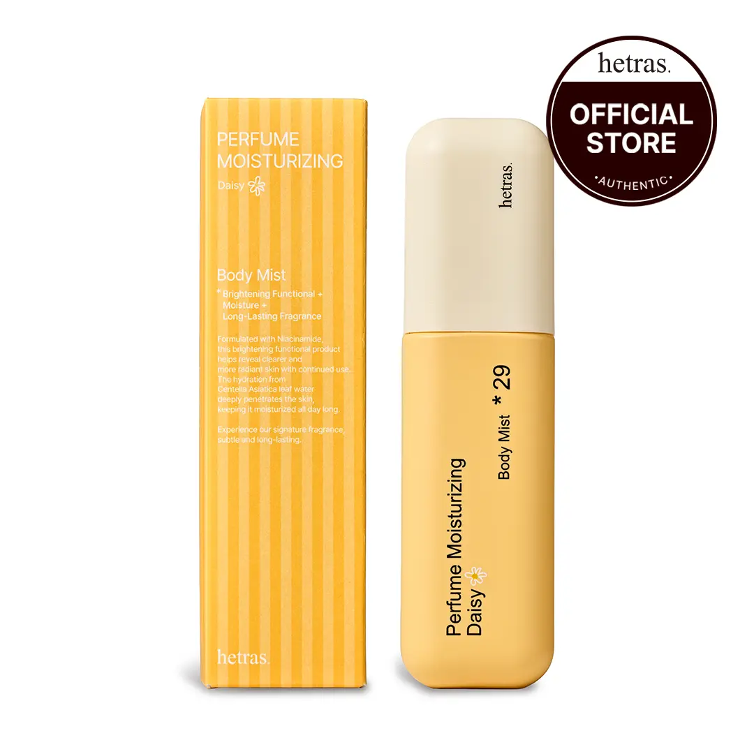 [hetras] Perfume Body Mist, Daisy Scent | Moisturizing Niacinamide Body Spray | Body Glow, Smooth Skin | for Texture & Uneven Skin tone | Instantly refreshes your skin | Korean Skincare, 4.06 Fl.Oz